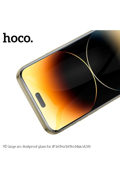 Hoco. iPhone 14 Pro 9D Dustproof Cam Ekran Koruyucu - Siyah - Resim 3