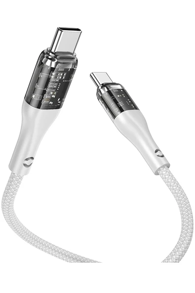 Hoco. U115 1.2M 100W Type-C to Type-C Şarj Data Kablosu - Gri - Resim 5
