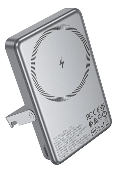 Hoco. Q36A Sunlight 10.000 mAh 20W Type-C ve 10W Kablosuz Şarj PD Magsafe Standlı Powerbank - Titan Gri - Resim 3