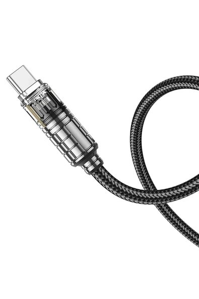 Hoco. U122 1.2M Lantern USB to Type-C Şarj Data Kablosu - Siyah - Resim 11