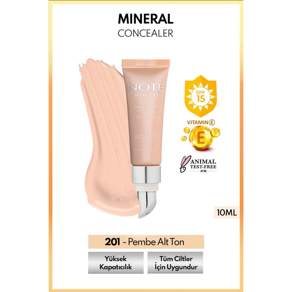 Note Cosmetics Mineral Concealer Spf 15 Yoğun Kapatıcı Metal Başlıklı Göz Altı Kapatıcısı - 201 Açık ürün görseli 1