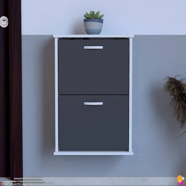 Modilayn UMAY Asma Kapı Önü 52x 78 x 26 cm’ lik 2 Düşer Kapak 4 Göz Bölmeli Ayakkabılık - Resim 3