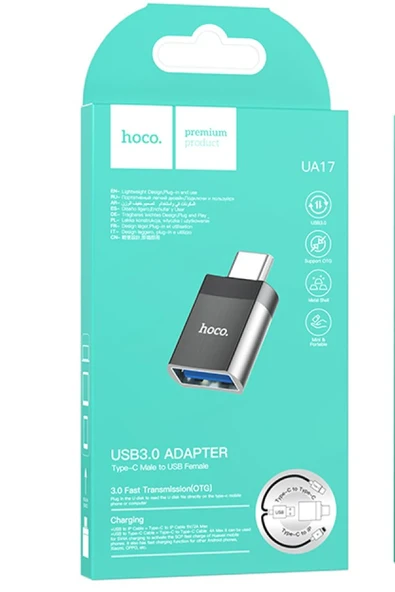 Hoco. UA17 Tak Çalıştır Type-C to USB 3.0 Dönüştürücü - Siyah - Resim 12