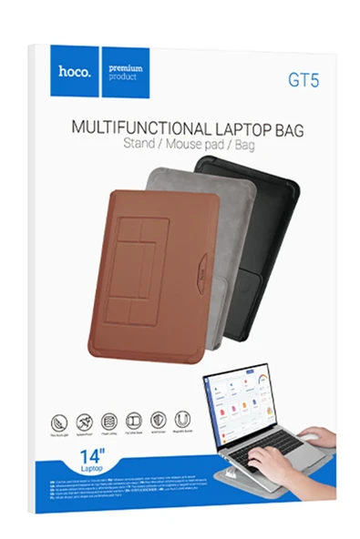 Hoco. GT5 Delight Serisi Çok Fonksiyonlu 14 inç Notebook Çantası - Kahverengi - Resim 4
