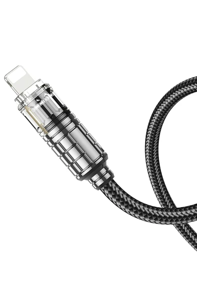 Hoco. U122 1.2M Lantern USB to Lightning Şarj Data Kablosu - Siyah - Resim 11