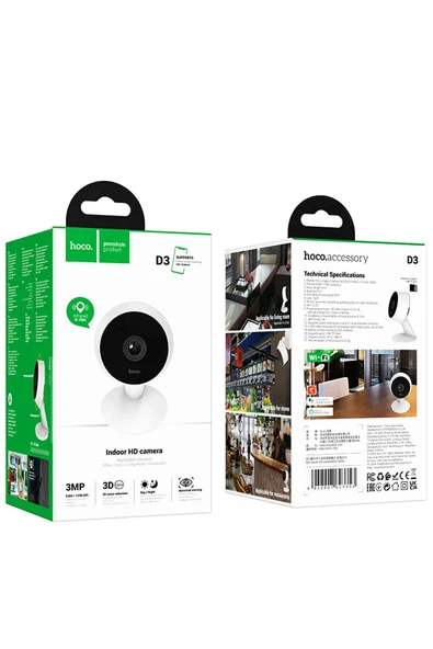 Hoco. D3 1080P 3MP Wifi İç Mekan Kamera - Beyaz - Resim 8