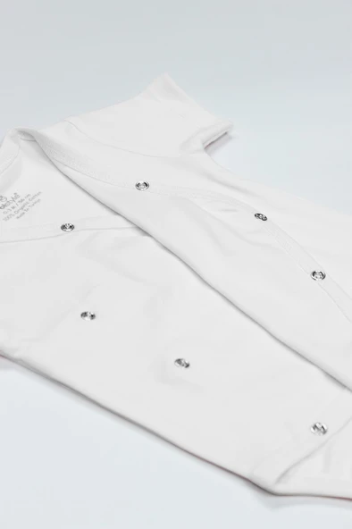 Organik Natural Basic Style Kruvaze Yarım Kol Body BS17101 Beyaz - Resim 4