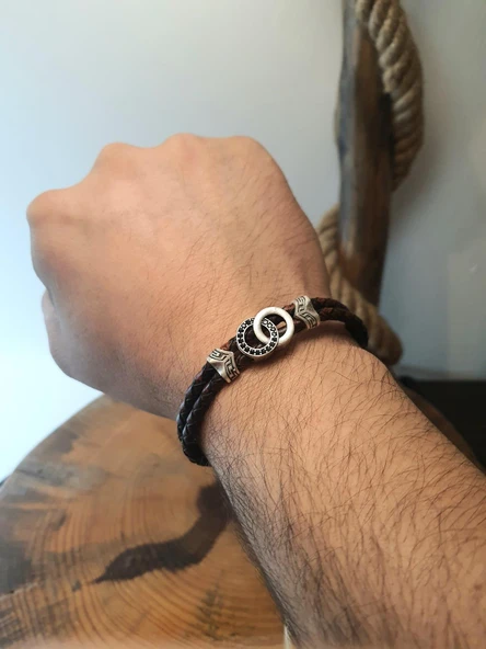 JTAW25BLK1637 HAKİKİ DERİ MIKNATIS KAPAMA ALAŞIMLI METAL GARANTİLİ HEDİYE KUTULU JANTİ BİLEKLİK - Resim 2