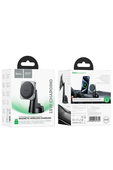 Hoco. HW16 Vantuzlu 15W Kablosuz Şarjlı Magsafe Manyetik Tutucu - Siyah - Resim 7