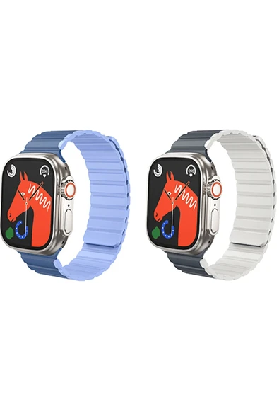 Hoco. Watch 42mm AS102 Silikon Kordon - Lacivert-Gri - Resim 4