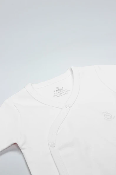 Organik Natural Basic Style Kruvaze Yarım Kol Body BS17101 Beyaz - Resim 2