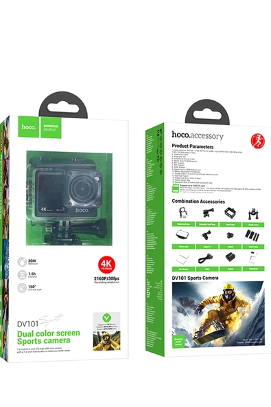 Hoco. DV101 4K Wifi Spor Aksiyon Kamera - Siyah - Resim 2