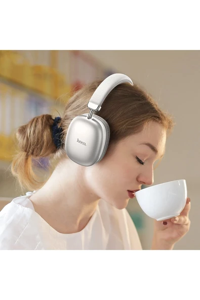 Hoco. W35 Kablosuz Bluetooth Kafaüstü Kulaklık - Gümüş - Resim 4