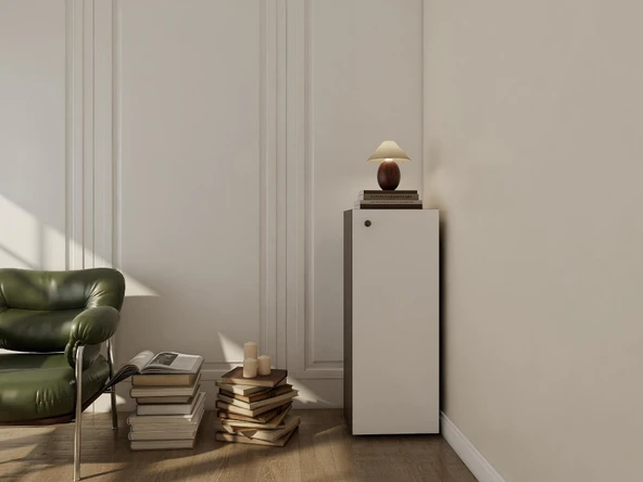 1 Kapaklı Çok Amaçlı Dolap Antrasit Beyaz ürün görseli 1