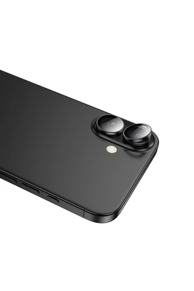 Hoco. iPhone 16 3D Metal Frame Kamera Lens - Siyah - Resim 2