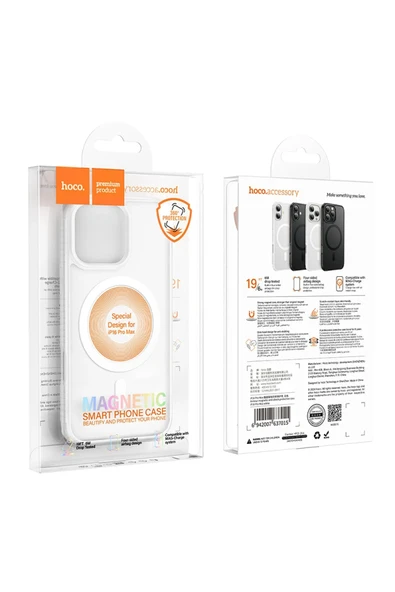 Hoco. iPhone 16 Pro Armour Antishock Protective Magsafe Kapak - Beyaz - Resim 7