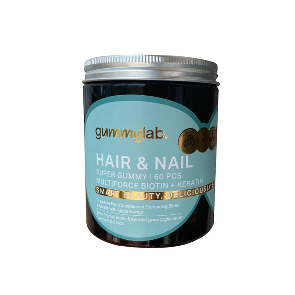 Gummylab. Hair & Nail Multiforce Biotin + Keratin Takviye Edici Gıda 60 Adet Jel Form ürün görseli