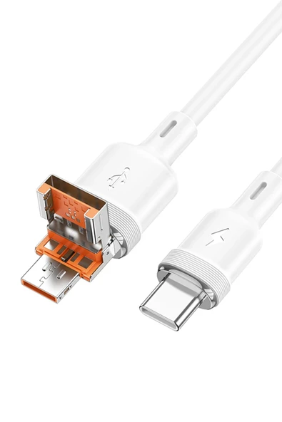 Hoco. U131 1.2M 2in1 USB ve Type-C to Type-C Şarj Data Kablosu - Beyaz - Resim 4