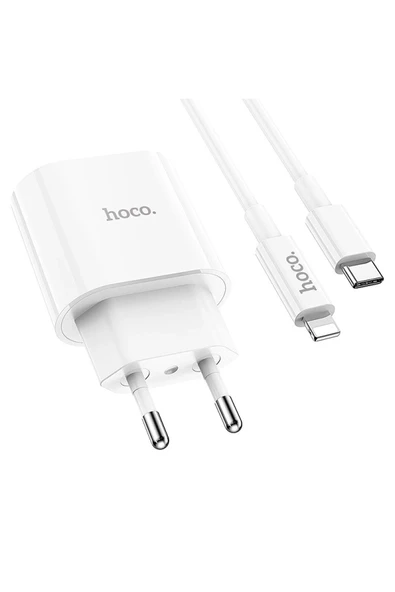 Hoco. C94A Metro 20W Type-C Çıkışlı Ekstra Type-C to Lightning Kablolu PD Hızlı Şarj Aleti - Beyaz ürün görseli 1