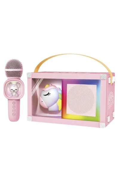 07 RGB Unikorn Figürlü Mikrofonlu Karaoke Bluetooth Hoparlör - Resim 2