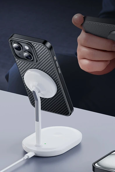 Hoco. iPhone 15 Knight Kevlar Magsafe Kapak - Siyah - Resim 4