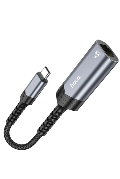 Hoco. UA26 Tak Çalıştır Type-C to RJ45 1000 Mbps Ethernet Dönüştürücü - Gri - Resim 2
