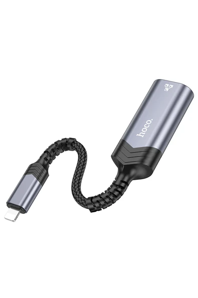 Hoco. UA26 Tak Çalıştır Lightning to RJ45 100 Mbps Ethernet Dönüştürücü - Gri - Resim 2