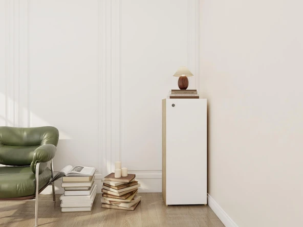 1 kapaklı Çok Amaçlı Dolap LefkasMeşe-Beyaz ürün görseli 1