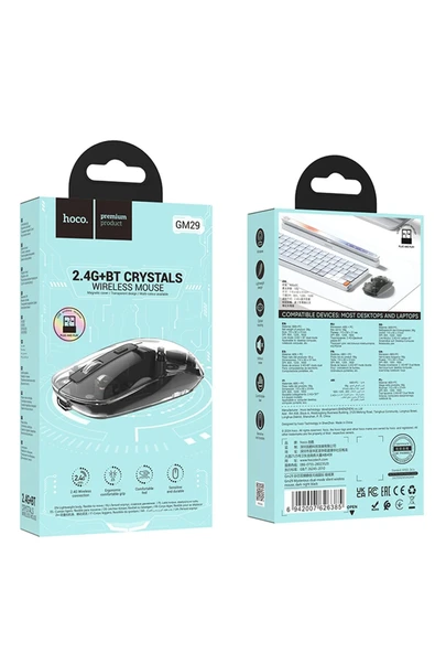 Hoco. GM29 2.4G Mysterious Business Çift Modlu Sessiz Kablosuz Mouse - Siyah - Resim 8