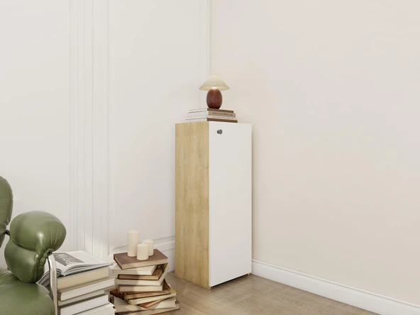 1 kapaklı Çok Amaçlı Dolap LefkasMeşe-Beyaz - Resim 2