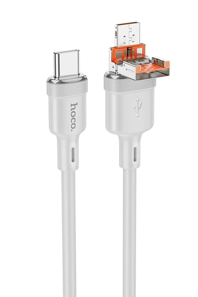 Hoco. U131 1.2M 2in1 USB ve Type-C to Type-C Şarj Data Kablosu - Gri ürün görseli 1