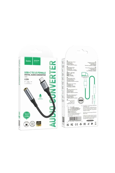 Hoco. LS36 Type-C to Aux Dönüştürücü - Siyah - Resim 9