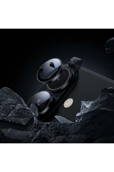 Hoco. iPhone 16 3D Metal Frame Kamera Lens - Siyah - Resim 5