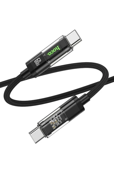 Hoco. U116 1.2M 60W Type-C to Type-C Şarj Data Kablosu - Siyah - Resim 10