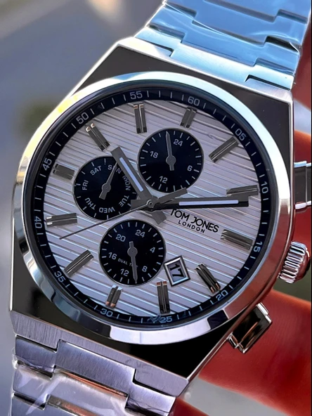 Tom Jones 3 Atm Suya Dayanıklı Çelik Kordon (Kararmaz Renk Atmaz) Erkek Kol Saati VS.BLKT.0560 - Resim 3