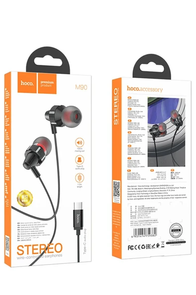 Hoco. M90 Delight 1.2M Type-C Dijital Mikrofonlu Kablolu Kulaklık - Siyah - Resim 4