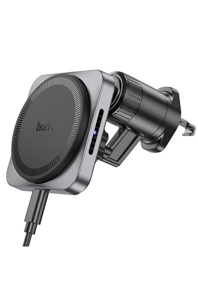 Hoco. HW15 Izgara Klipsli 15W Kablosuz Şarjlı Manyetik Magsafe Araç Tutucu - Siyah - Resim 7