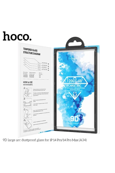 Hoco. iPhone 14 Pro 9D Dustproof Cam Ekran Koruyucu - Siyah - Resim 11
