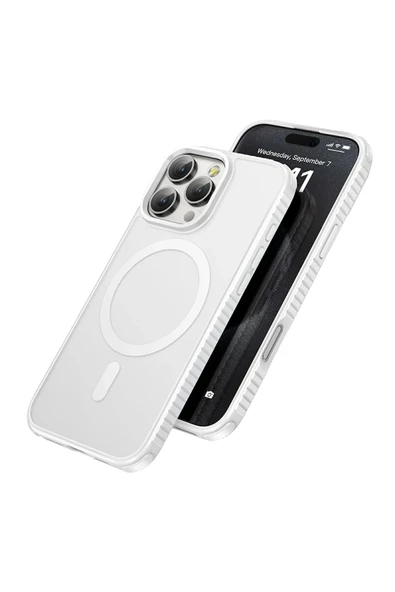 Hoco. iPhone 16 Pro Armour Antishock Protective Magsafe Kapak - Beyaz ürün görseli 1