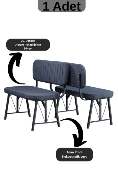 Elfin Mutfak , Yemek Odası Bahçe Balkon Otel Restoran Kafe Bench, Puf, Sırtlı Bench -1 Adet Lacivert - 2