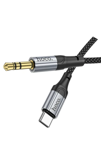 Hoco. UPA26 1M Hasırlı Type-C to Aux Kablo - Siyah - Resim 8