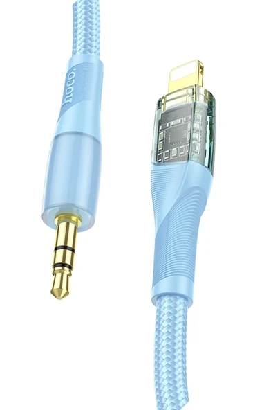 Hoco. UPA25 1M Tak Çalıştır Lightning to Aux Kablo - Mavi ürün görseli 1