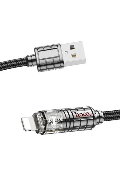 Hoco. U122 1.2M Lantern USB to Lightning Şarj Data Kablosu - Siyah - Resim 4