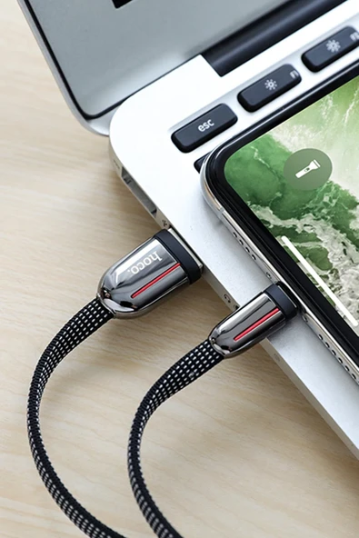 Hoco. U74 USB to Lightning Şarj Data Kablosu - Siyah - Resim 4
