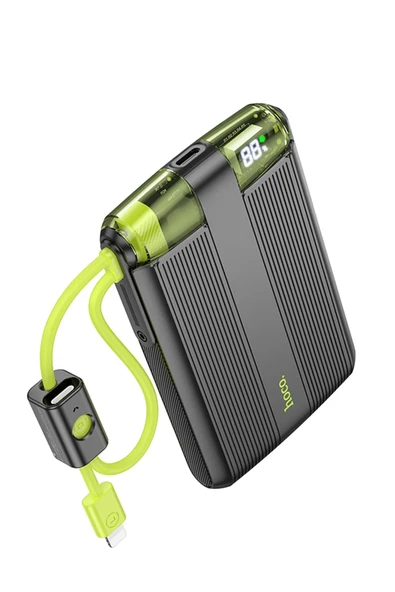 Hoco. J127 Dijital Göstergeli Dual Kablolu 20W 10.000 mAh PD Mini Powerbank - Siyah - Resim 6