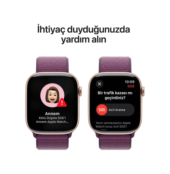 Apple Watch Series 10 GPS + Cellular 46 MM Alüminyum Kasa Spor Loop Akıllı Saat (Apple Türkiye Garantili) Rose Gold - Kırmızı Erik - Resim 6