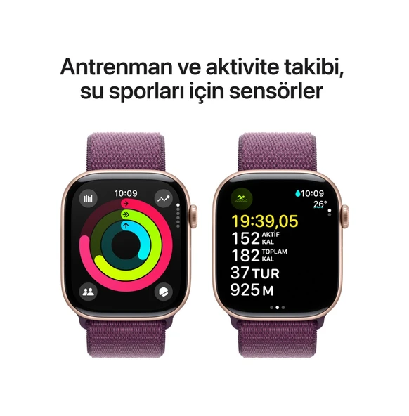 Apple Watch Series 10 GPS + Cellular 46 MM Alüminyum Kasa Spor Loop Akıllı Saat (Apple Türkiye Garantili) Rose Gold - Kırmızı Erik - Resim 4