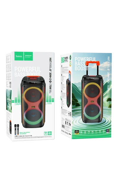 Hoco. HA7 Leader Mikrofonlu Bluetooth Kablosuz Hoparlör - Siyah - Resim 7