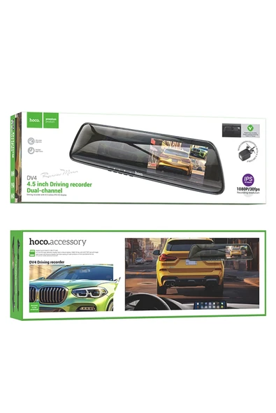 Hoco. DV4 Kameralı Kayıt Özellikli Akıllı Dikiz Aynası - Siyah - Resim 7