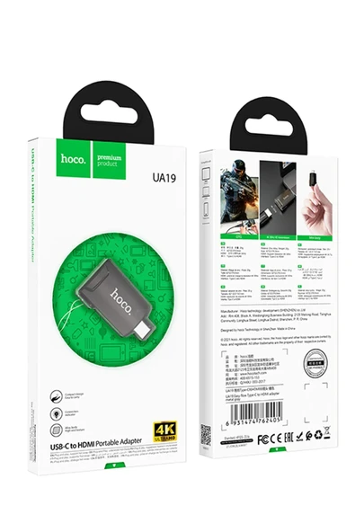 Hoco. UA19 Tak Çalıştır HDMI to Type-C Dönüştürücü - Gri - Resim 10
